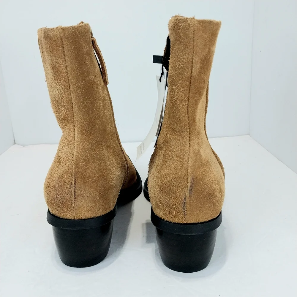 Mango Suede Leather, Distressed, Western Ankle Boots, NWT, Size 38|‎ US 7.5